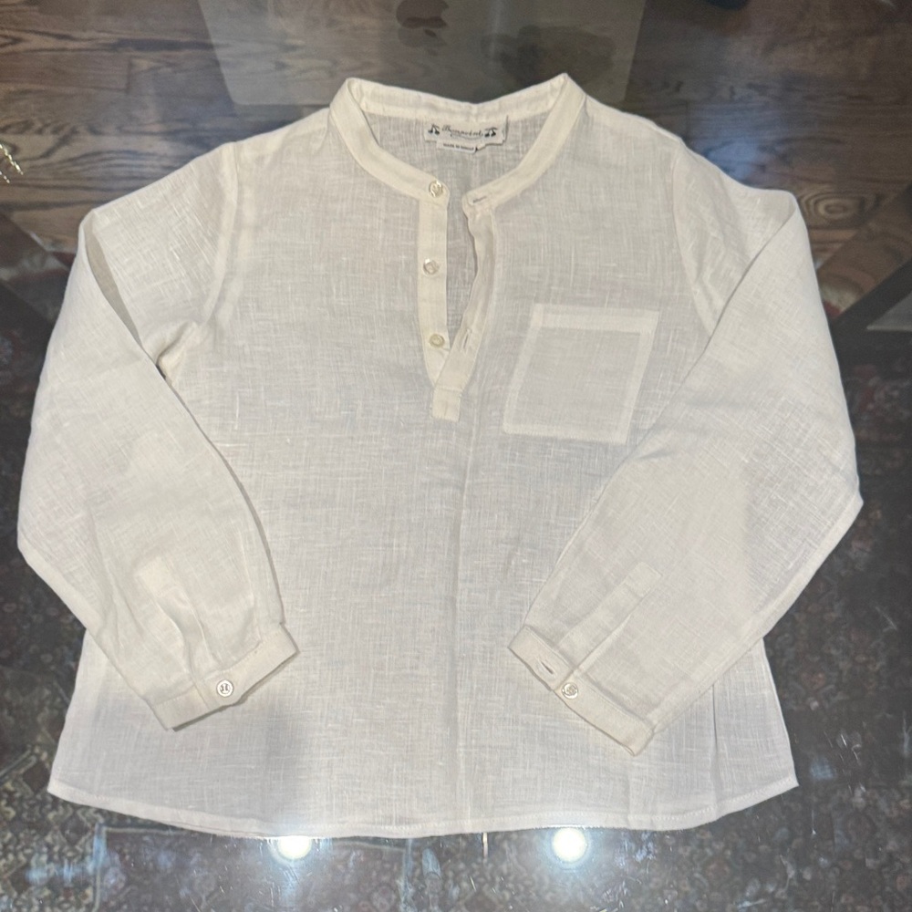 Bonpoint Cream Linen Shirt Excellent Like New